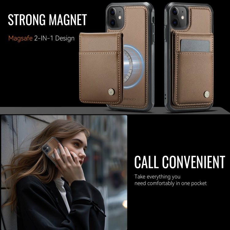 For iPhone 11 JEEHOOD J06 British Style RFID MagSafe Card Bag PU Phone Case
