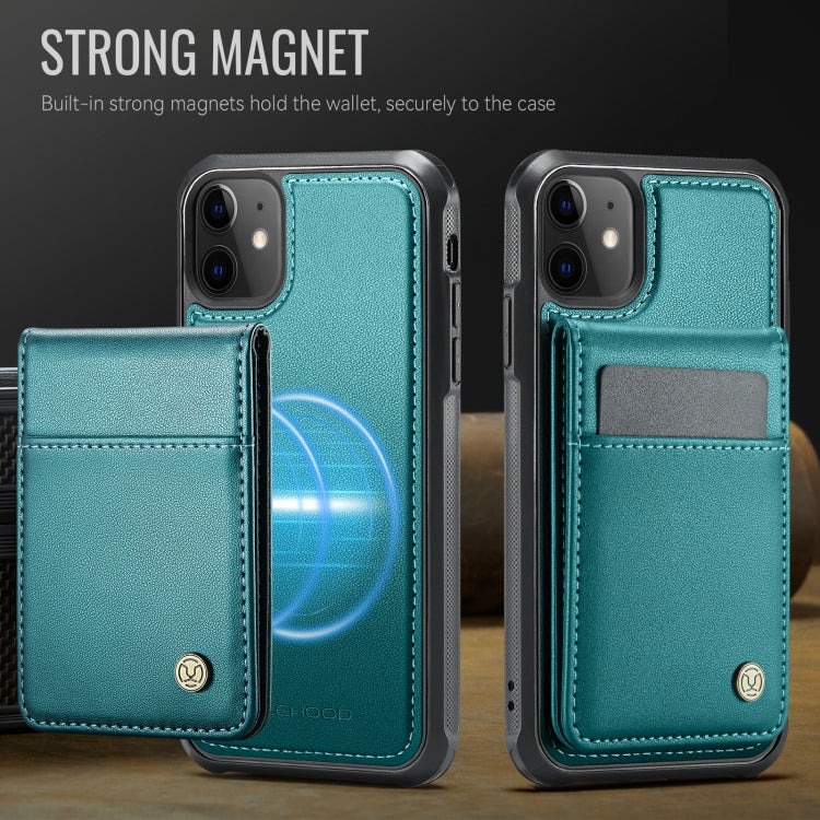 For iPhone 11 JEEHOOD J06 British Style RFID MagSafe Card Bag PU Phone Case