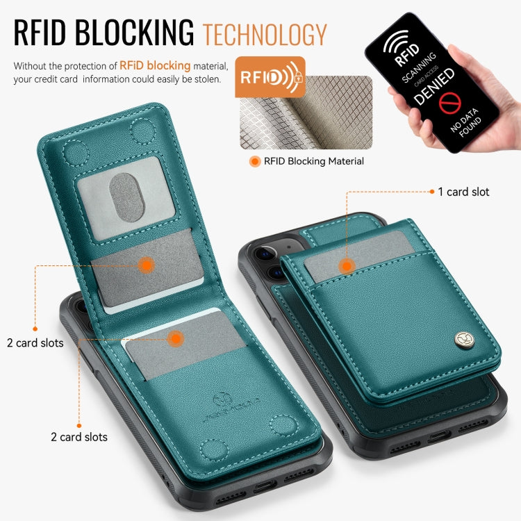 For iPhone 11 JEEHOOD J06 British Style RFID MagSafe Card Bag PU Phone Case