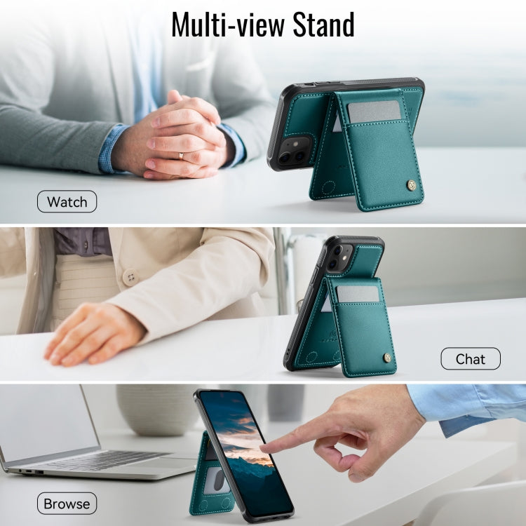 For iPhone 11 JEEHOOD J06 British Style RFID MagSafe Card Bag PU Phone Case