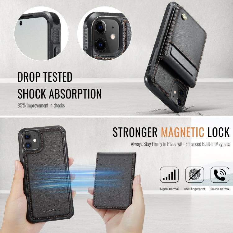 For iPhone 11 JEEHOOD J06 British Style RFID MagSafe Card Bag PU Phone Case
