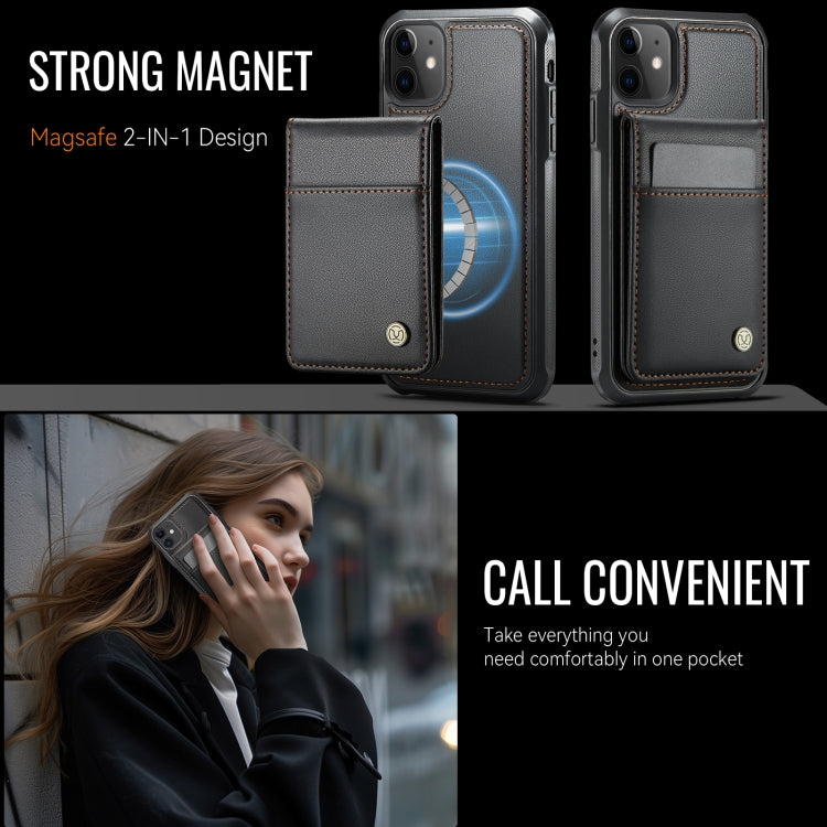 For iPhone 11 JEEHOOD J06 British Style RFID MagSafe Card Bag PU Phone Case
