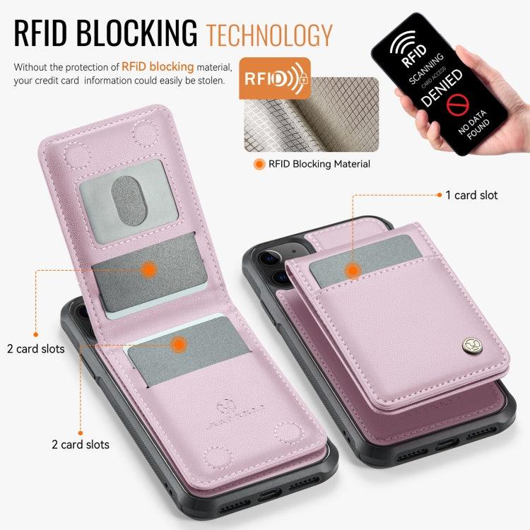 For iPhone 11 JEEHOOD J06 British Style RFID MagSafe Card Bag PU Phone Case