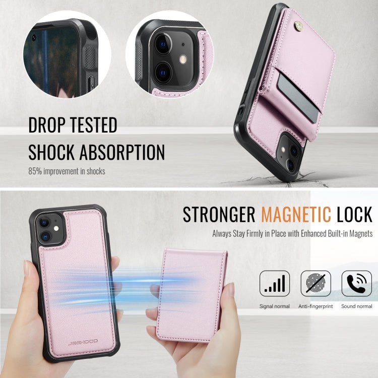 For iPhone 11 JEEHOOD J06 British Style RFID MagSafe Card Bag PU Phone Case