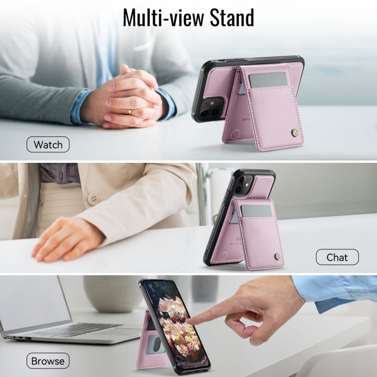 For iPhone 11 JEEHOOD J06 British Style RFID MagSafe Card Bag PU Phone Case