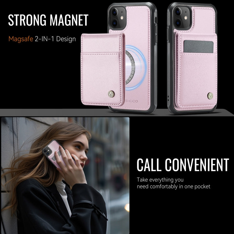 For iPhone 11 JEEHOOD J06 British Style RFID MagSafe Card Bag PU Phone Case