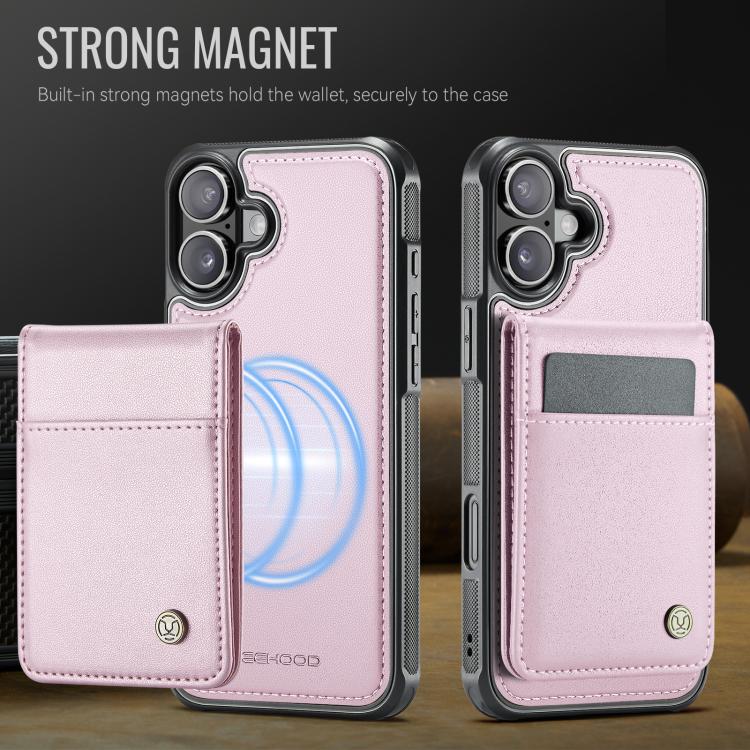 For iPhone 16 JEEHOOD J06 British Style RFID MagSafe Card Bag PU Phone Case