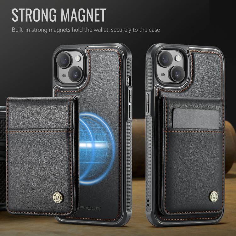 For iPhone 14 JEEHOOD J06 British Style RFID MagSafe Card Bag PU Phone Case