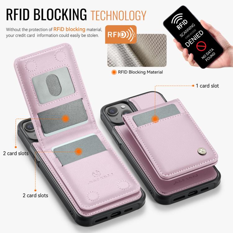 For iPhone 14 JEEHOOD J06 British Style RFID MagSafe Card Bag PU Phone Case
