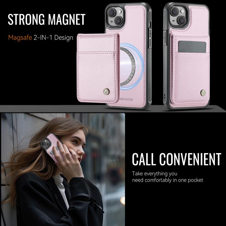For iPhone 14 JEEHOOD J06 British Style RFID MagSafe Card Bag PU Phone Case