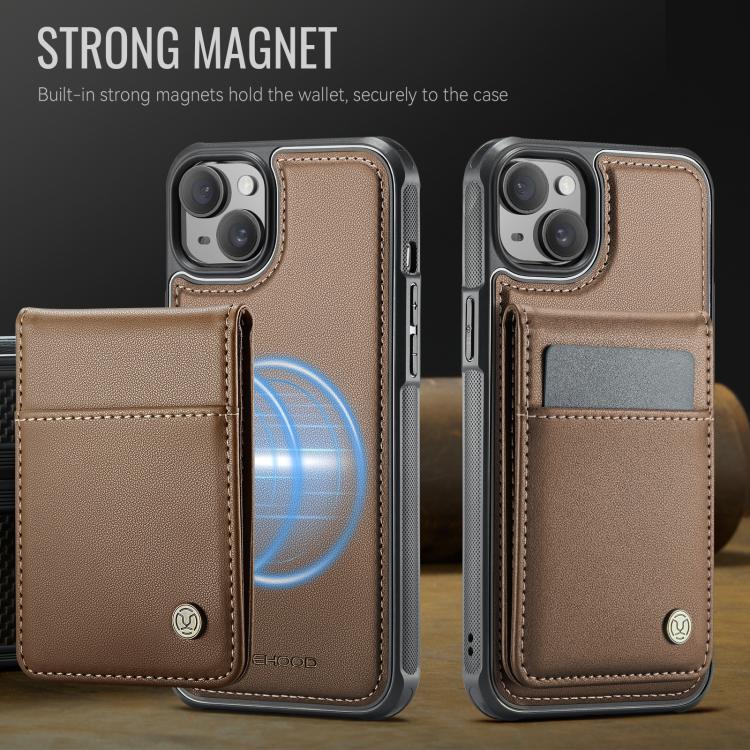 For iPhone 13 JEEHOOD J06 British Style RFID MagSafe Card Bag PU Phone Case