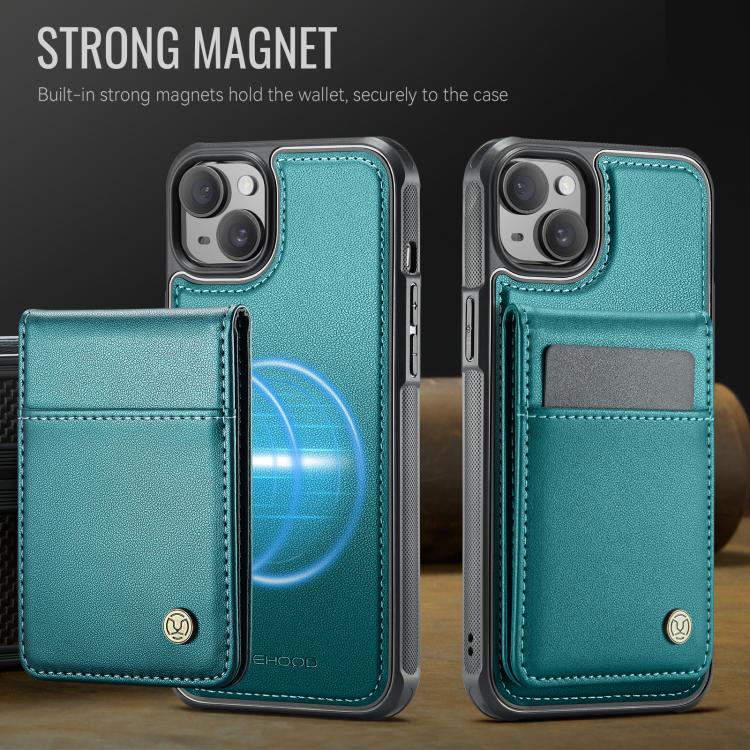 For iPhone 13 JEEHOOD J06 British Style RFID MagSafe Card Bag PU Phone Case