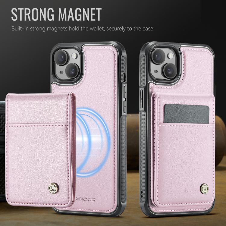 For iPhone 13 JEEHOOD J06 British Style RFID MagSafe Card Bag PU Phone Case