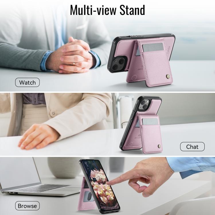 For iPhone 13 JEEHOOD J06 British Style RFID MagSafe Card Bag PU Phone Case