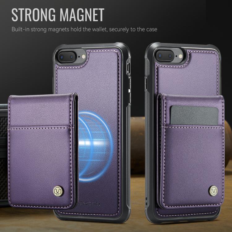 For iPhone 8 Plus / 7 Plus JEEHOOD J06 British Style RFID MagSafe Card Bag PU Phone Case