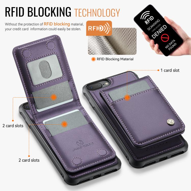 For iPhone 8 Plus / 7 Plus JEEHOOD J06 British Style RFID MagSafe Card Bag PU Phone Case