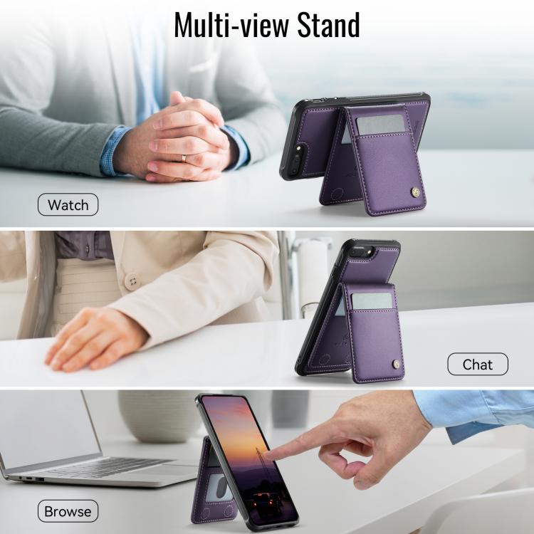 For iPhone 8 Plus / 7 Plus JEEHOOD J06 British Style RFID MagSafe Card Bag PU Phone Case