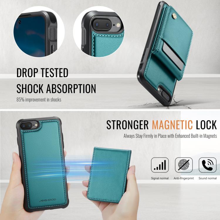For iPhone 8 Plus / 7 Plus JEEHOOD J06 British Style RFID MagSafe Card Bag PU Phone Case