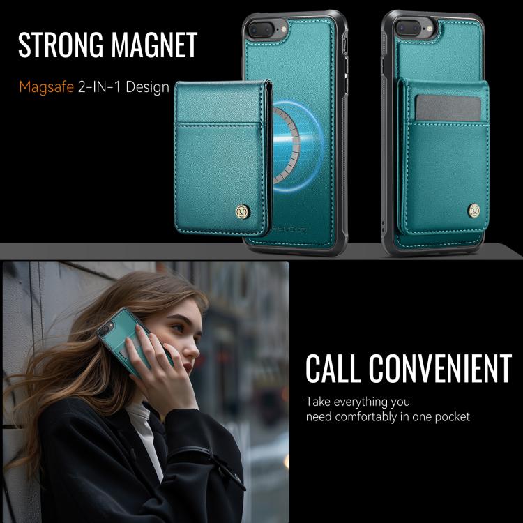 For iPhone 8 Plus / 7 Plus JEEHOOD J06 British Style RFID MagSafe Card Bag PU Phone Case