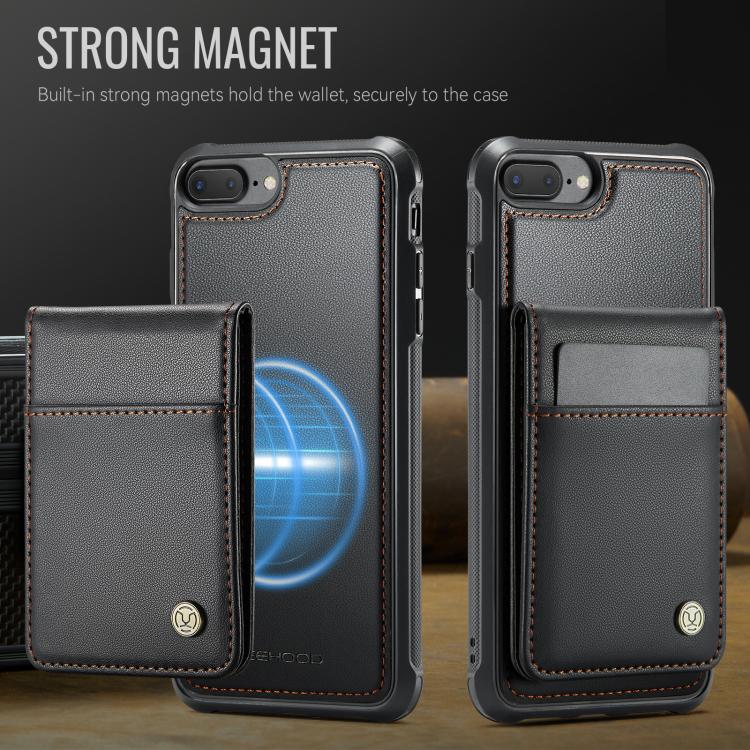 For iPhone 8 Plus / 7 Plus JEEHOOD J06 British Style RFID MagSafe Card Bag PU Phone Case
