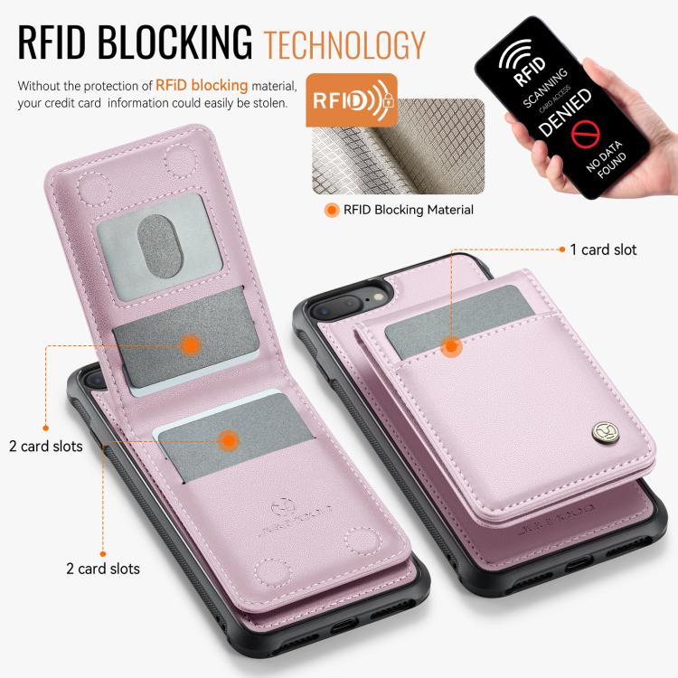 For iPhone 8 Plus / 7 Plus JEEHOOD J06 British Style RFID MagSafe Card Bag PU Phone Case