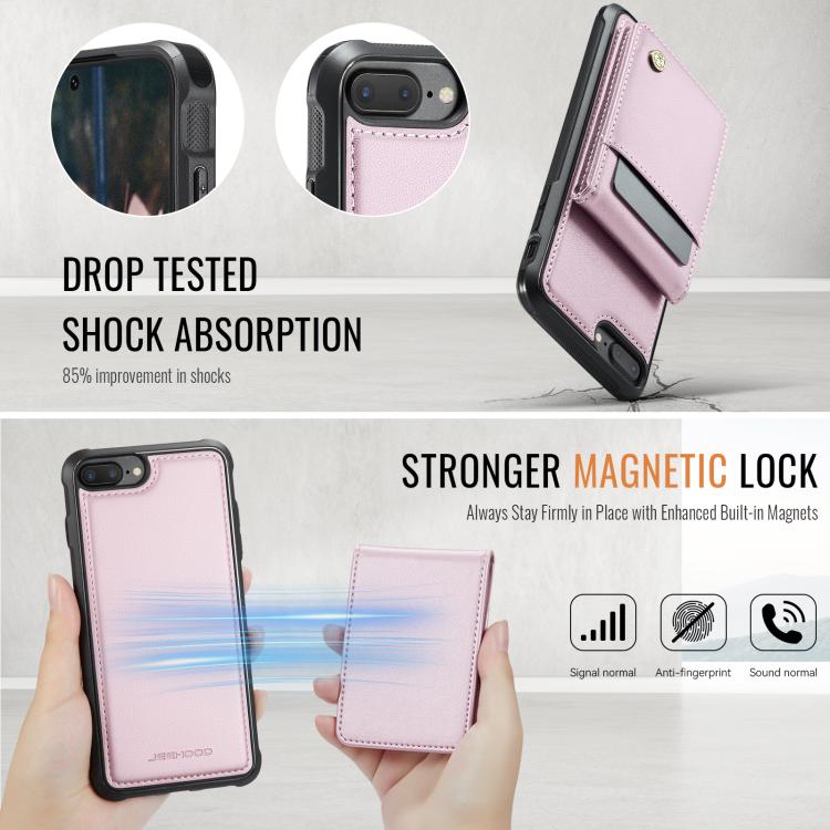 For iPhone 8 Plus / 7 Plus JEEHOOD J06 British Style RFID MagSafe Card Bag PU Phone Case