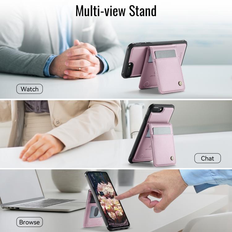 For iPhone 8 Plus / 7 Plus JEEHOOD J06 British Style RFID MagSafe Card Bag PU Phone Case