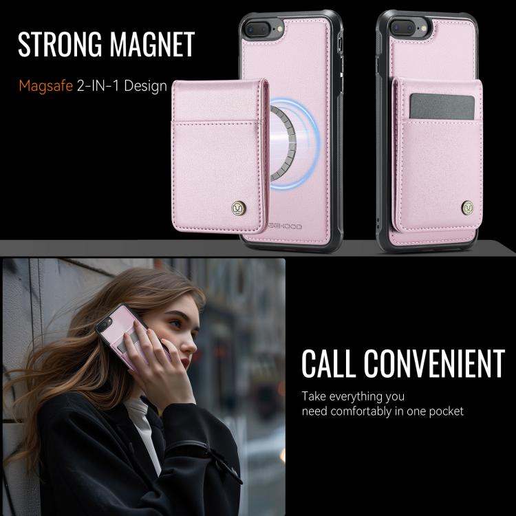 For iPhone 8 Plus / 7 Plus JEEHOOD J06 British Style RFID MagSafe Card Bag PU Phone Case