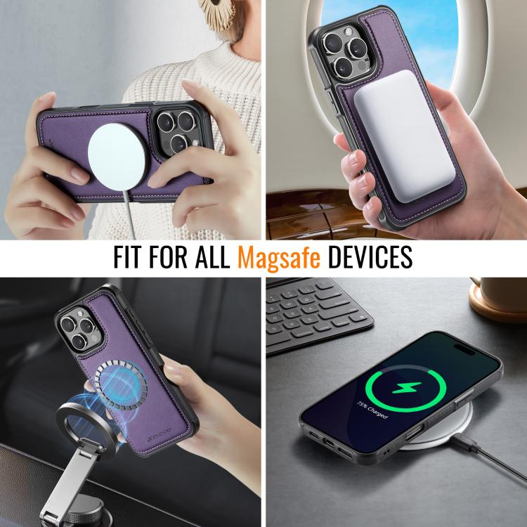 For iPhone 15 Pro Max JEEHOOD J06 British Style RFID MagSafe Card Bag PU Phone Case