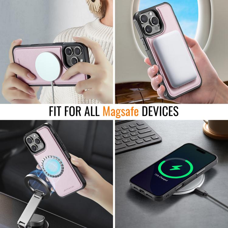 For iPhone 15 Pro Max JEEHOOD J06 British Style RFID MagSafe Card Bag PU Phone Case
