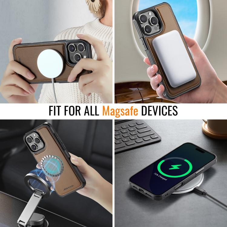 For iPhone 15 Pro JEEHOOD J06 British Style RFID MagSafe Card Bag PU Phone Case