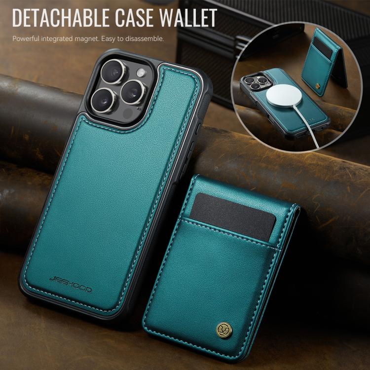 For iPhone 15 Pro JEEHOOD J06 British Style RFID MagSafe Card Bag PU Phone Case