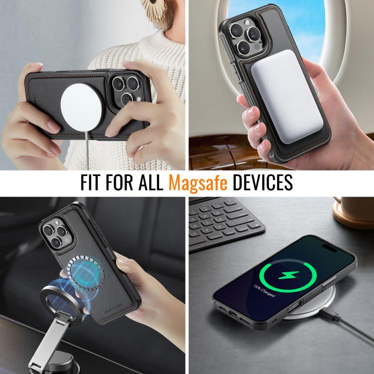 For iPhone 15 Pro JEEHOOD J06 British Style RFID MagSafe Card Bag PU Phone Case