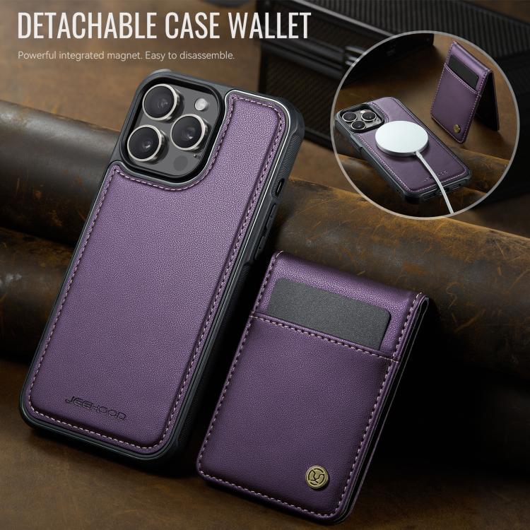 For iPhone 14 Pro Max JEEHOOD J06 British Style RFID MagSafe Card Bag PU Phone Case