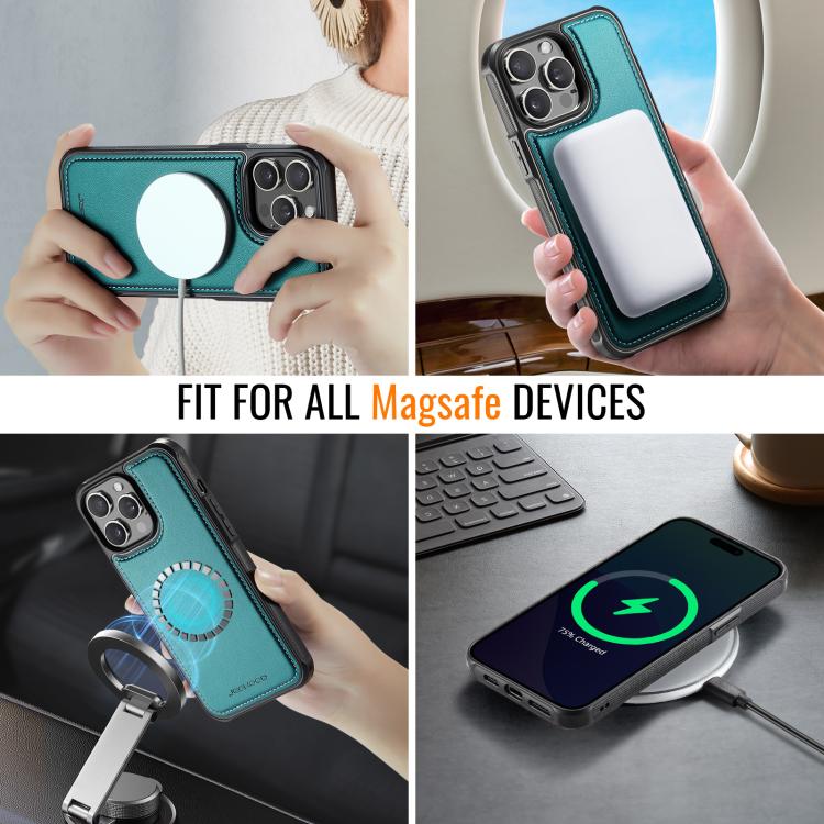 For iPhone 14 Pro Max JEEHOOD J06 British Style RFID MagSafe Card Bag PU Phone Case