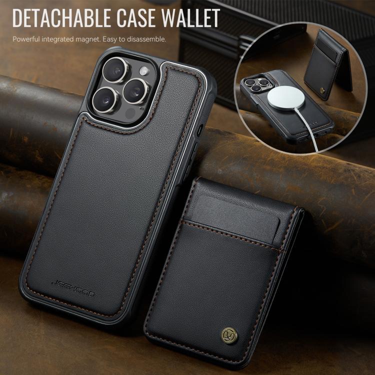 For iPhone 14 Pro Max JEEHOOD J06 British Style RFID MagSafe Card Bag PU Phone Case