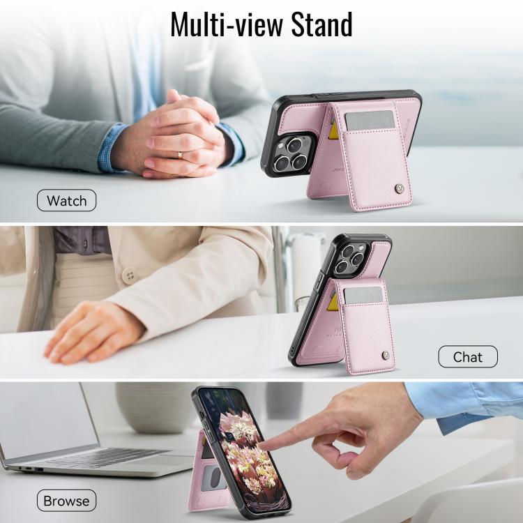 For iPhone 14 Pro Max JEEHOOD J06 British Style RFID MagSafe Card Bag PU Phone Case