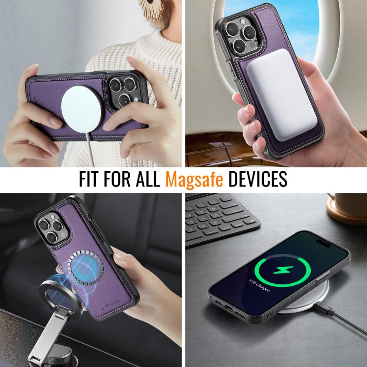 For iPhone 13 Pro Max JEEHOOD J06 British Style RFID MagSafe Card Bag PU Phone Case
