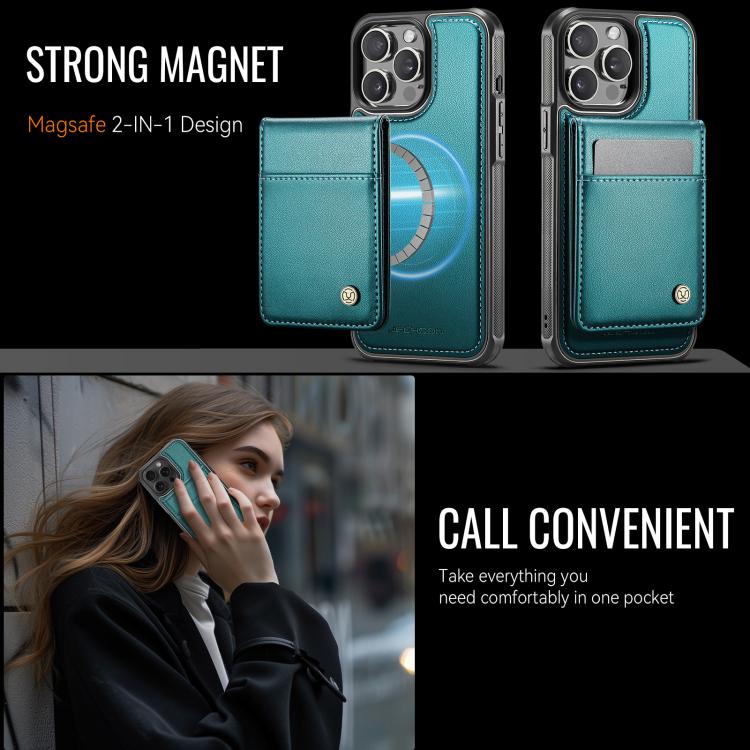 For iPhone 13 Pro Max JEEHOOD J06 British Style RFID MagSafe Card Bag PU Phone Case