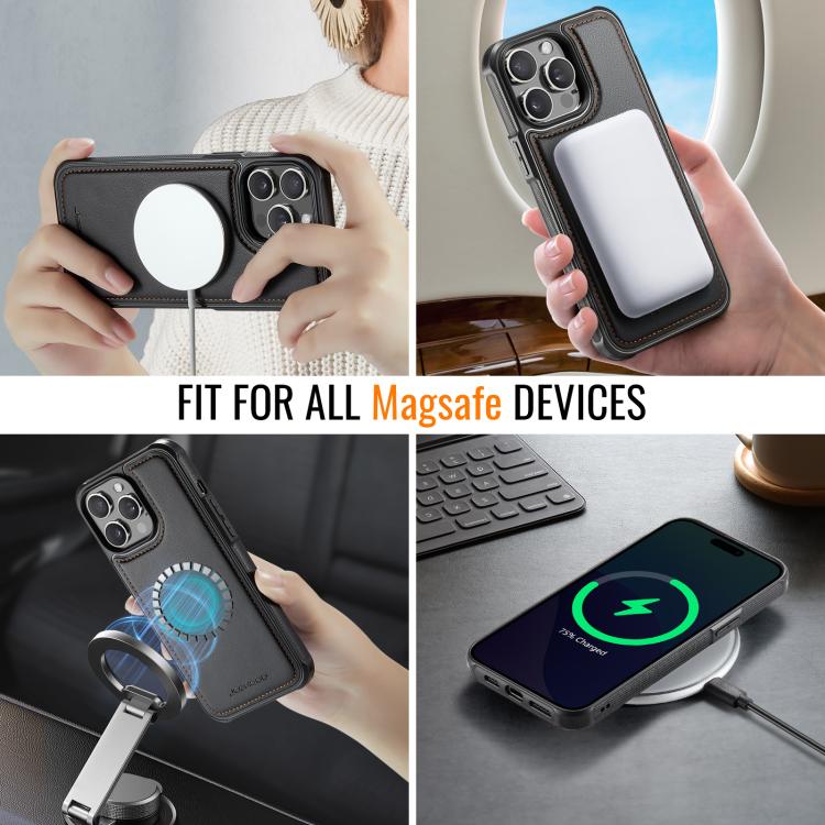 For iPhone 13 Pro Max JEEHOOD J06 British Style RFID MagSafe Card Bag PU Phone Case