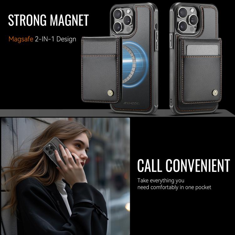 For iPhone 13 Pro Max JEEHOOD J06 British Style RFID MagSafe Card Bag PU Phone Case