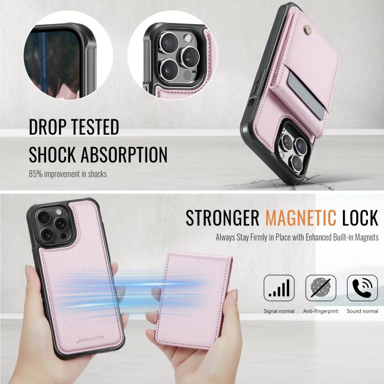 For iPhone 13 Pro Max JEEHOOD J06 British Style RFID MagSafe Card Bag PU Phone Case