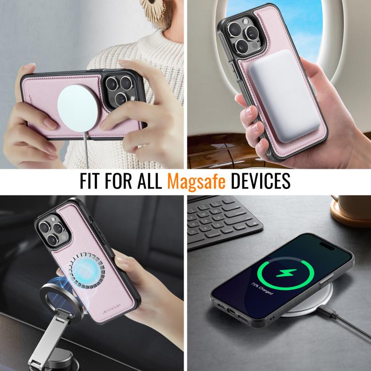 For iPhone 13 Pro Max JEEHOOD J06 British Style RFID MagSafe Card Bag PU Phone Case