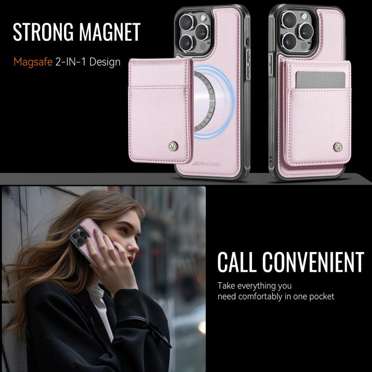 For iPhone 13 Pro Max JEEHOOD J06 British Style RFID MagSafe Card Bag PU Phone Case
