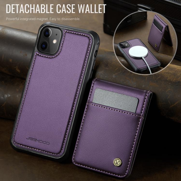 For iPhone 12 / 12 Pro JEEHOOD J06 British Style RFID MagSafe Card Bag PU Phone Case