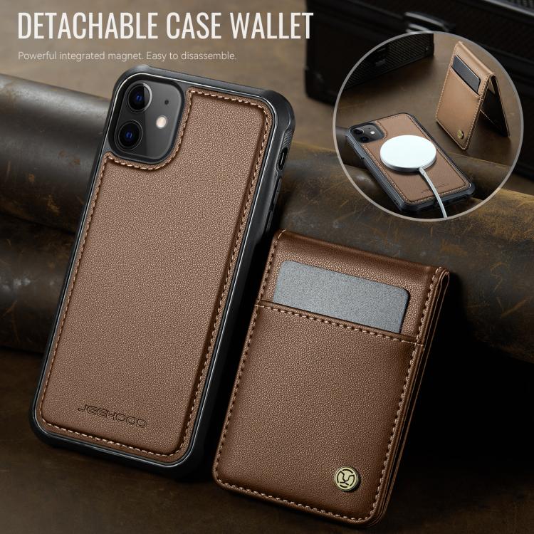 For iPhone 12 / 12 Pro JEEHOOD J06 British Style RFID MagSafe Card Bag PU Phone Case