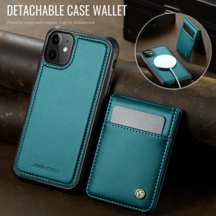 For iPhone 12 / 12 Pro JEEHOOD J06 British Style RFID MagSafe Card Bag PU Phone Case