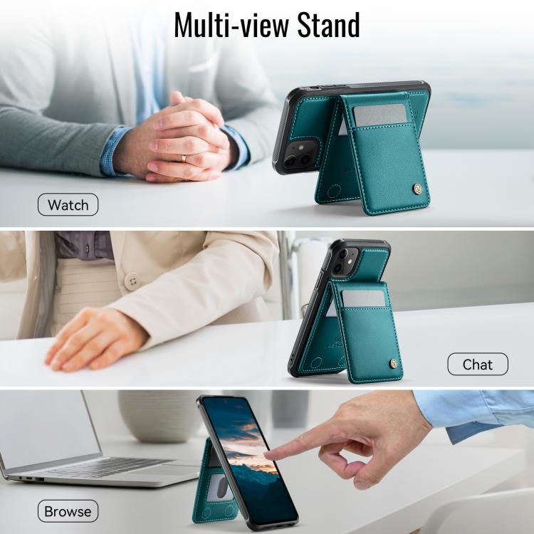 For iPhone 12 / 12 Pro JEEHOOD J06 British Style RFID MagSafe Card Bag PU Phone Case