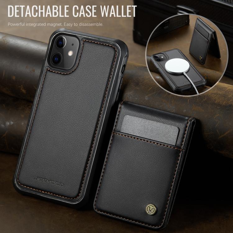 For iPhone 12 / 12 Pro JEEHOOD J06 British Style RFID MagSafe Card Bag PU Phone Case
