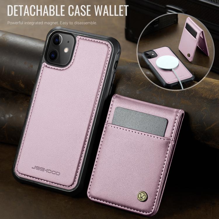 For iPhone 12 / 12 Pro JEEHOOD J06 British Style RFID MagSafe Card Bag PU Phone Case